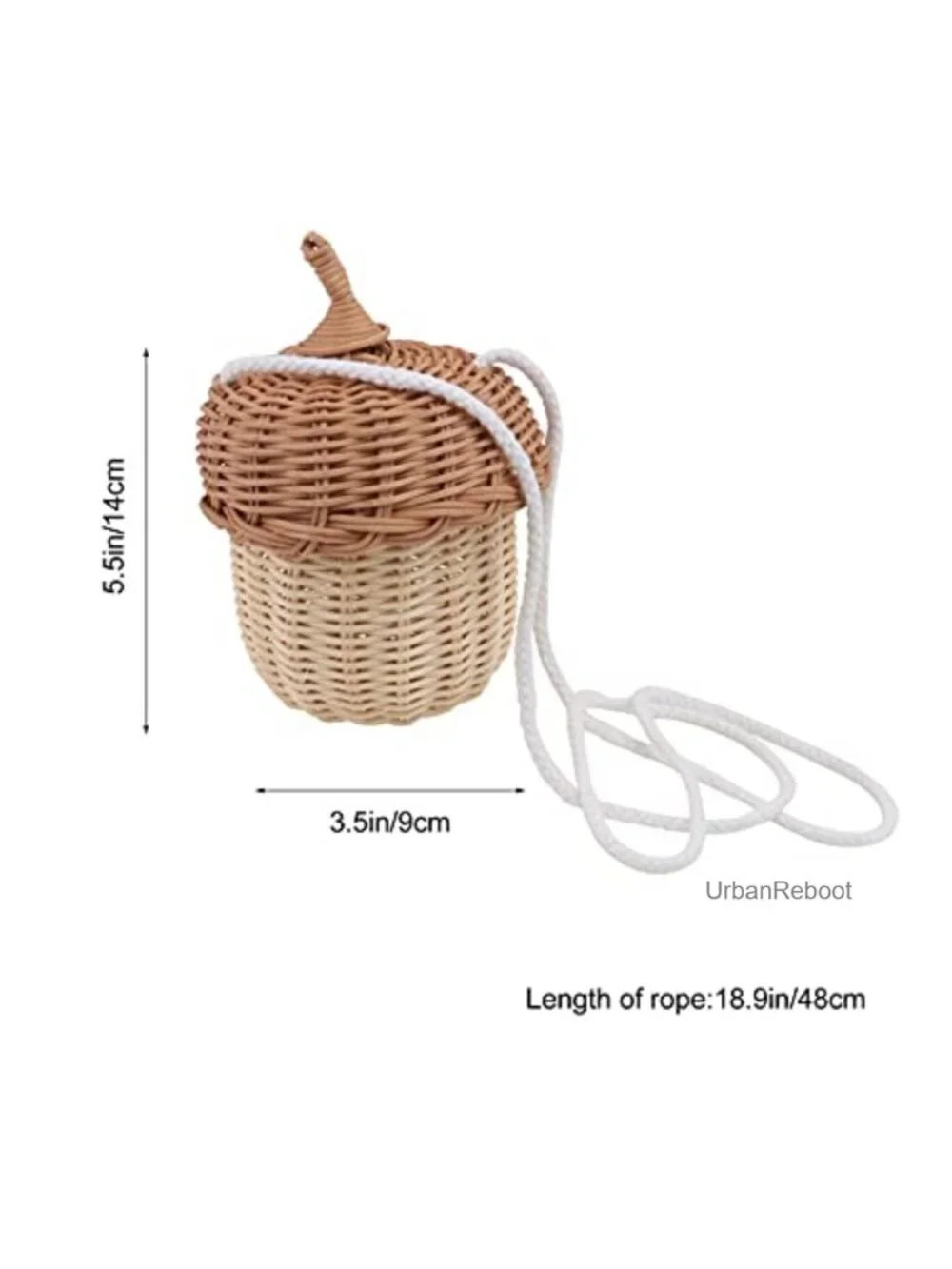 Rattan Woven Acorn Crossbody Basket Bag